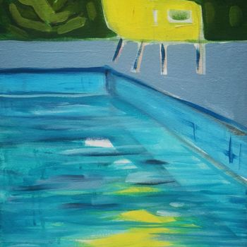 Malerei mit dem Titel "Yellow chair near t…" von Rita Pranca, Original-Kunstwerk, Acryl Auf Karton montiert