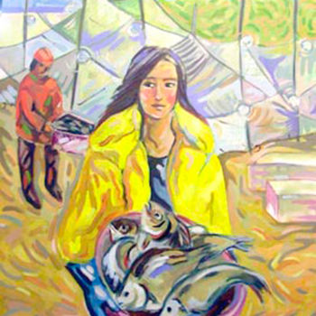 Картина под названием "Daughter of the fis…" - Rita Pranca, Подлинное произведение искусства, Масло
