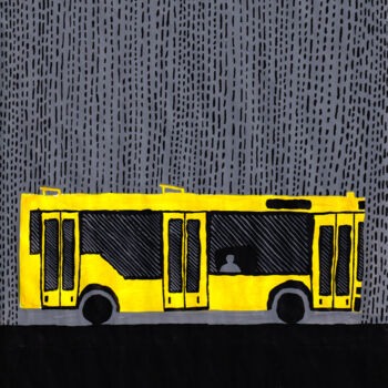 Pintura intitulada "Yellow bus-2" por Volha Prankevich, Obras de arte originais, Acrílico