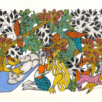 "love for animals" başlıklı Tablo Prasad Singh Kushram tarafından, Orijinal sanat, Akrilik