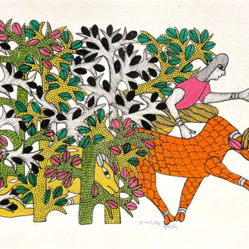 "A woman is riding b…" başlıklı Tablo Prasad Singh Kushram tarafından, Orijinal sanat, Akrilik