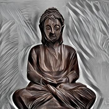 Digitale Kunst mit dem Titel "Buddha" von Pakist Kunfer, Original-Kunstwerk, 2D digitale Arbeit