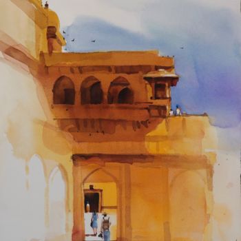 Pintura intitulada "Travel to times past" por Prashant Prabhu, Obras de arte originais, Aquarela