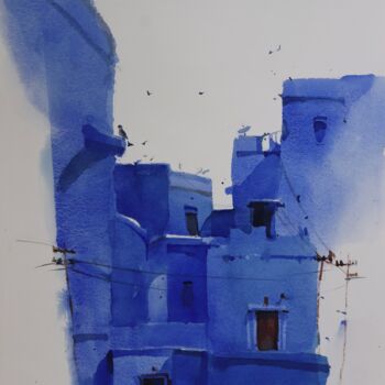 Painting titled "On a different plan…" by Prashant Prabhu, Original Artwork, Watercolor