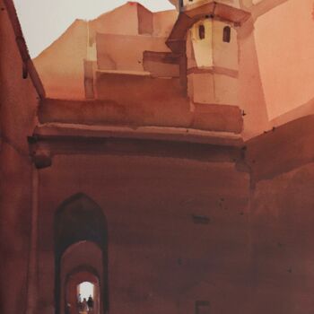 Painting titled "Entry exit to golde…" by Prashant Prabhu, Original Artwork, Watercolor