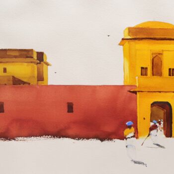 Pintura titulada "Red and yellows of…" por Prashant Prabhu, Obra de arte original, Acuarela