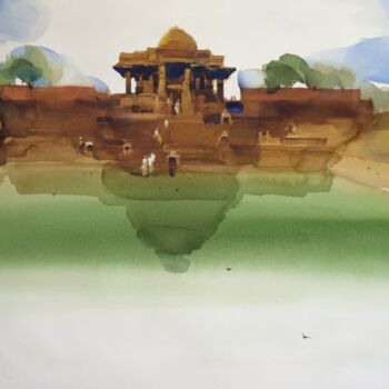 Pintura intitulada "Light, reflections,…" por Prashant Prabhu, Obras de arte originais, Aquarela