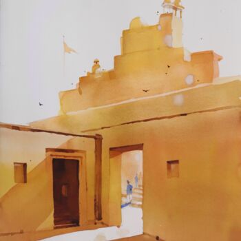 Schilderij getiteld "Sun light, Jaipur y…" door Prashant Prabhu, Origineel Kunstwerk, Aquarel