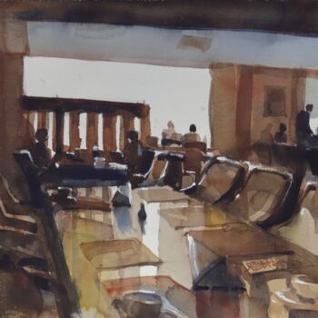 Painting titled "Light coffee hours" by Prashant Prabhu, Original Artwork, Watercolor