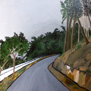 Painting titled "Way to the Hills" by Pratyasha, Original Artwork, Oil