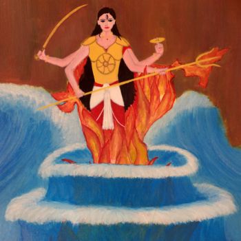 Schilderij getiteld "India: Mā Bhārati" door Pratyasha, Origineel Kunstwerk, Olie