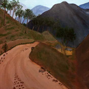 Painting titled "Road to the Hills-2" by Pratyasha, Original Artwork, Oil
