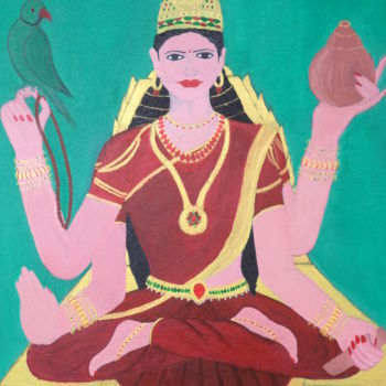 Peinture intitulée "Sharada" par Pratyasha, Œuvre d'art originale, Huile