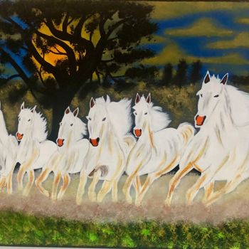 Peinture intitulée "7 Horse" par Preeti Nair, Œuvre d'art originale, Acrylique