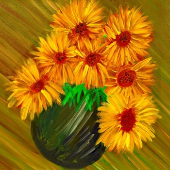 Painting titled "Sunflowers on the m…" by P Artbasa, Original Artwork, Acrylic