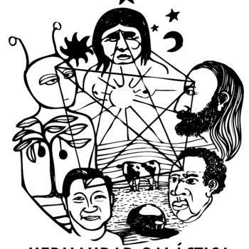 Rysunek zatytułowany „Hermandad Galáctica” autorstwa Juan Britos, Oryginalna praca, Atrament