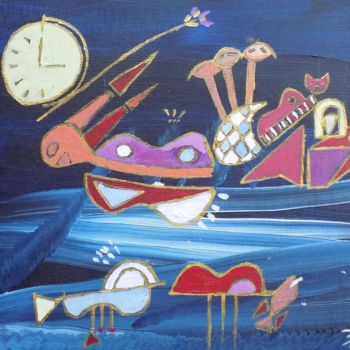 Painting titled "Night Swimming" by James Presley, Original Artwork, Acrylic