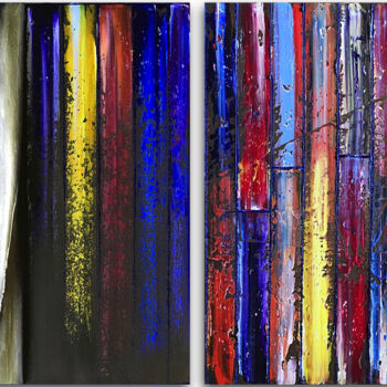 Картина под названием "Stripe Tease" - Preston M. Smith (PMS), Подлинное произведение искусства, Масло