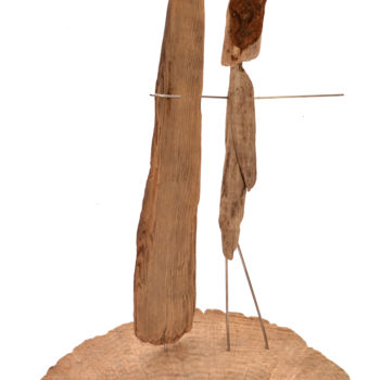 Скульптура под названием "Surfeur attend la v…" - Woods By Grace, Подлинное произведение искусства, Дерево