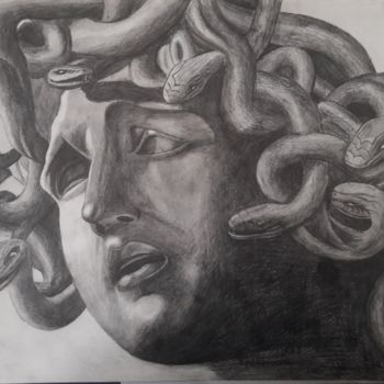Dessin intitulée "medusa" par Celi̇L Ağa, Œuvre d'art originale, Fusain