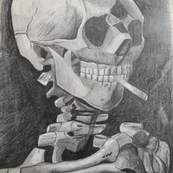 Drawing titled "reproduction of van…" by Celi̇L Ağa, Original Artwork, Charcoal