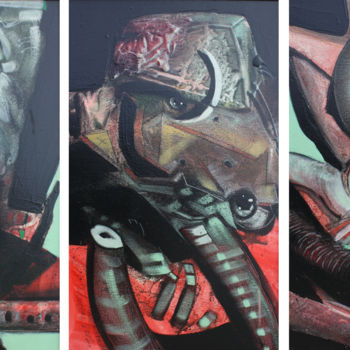 Malarstwo zatytułowany „Masks against the e…” autorstwa Pribi, Oryginalna praca, Akryl