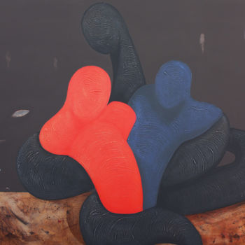 Peinture intitulée "Cain and Abel" par Pribi, Œuvre d'art originale, Acrylique