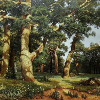 Peinture intitulée "The oak grove" par Vadim Prikota, Œuvre d'art originale