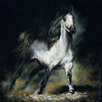 Картина под названием "Arabian Horse" - Vadim Prikota, Подлинное произведение искусства, Масло