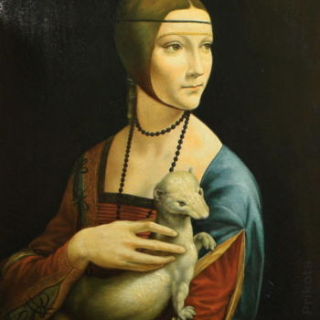 Schilderij getiteld "Lady with an Ermine" door Vadim Prikota, Origineel Kunstwerk, Olie