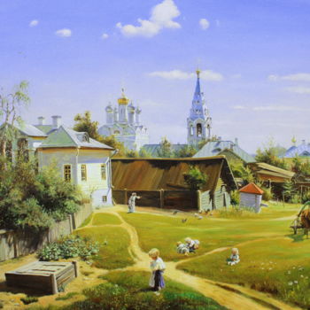Malarstwo zatytułowany „Moscow Backyard” autorstwa Vadim Prikota, Oryginalna praca, Olej