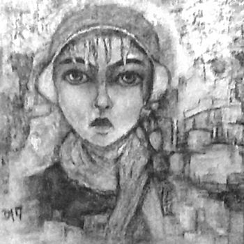 Peinture intitulée "Mädchen im Winter" par Barbaram, Œuvre d'art originale