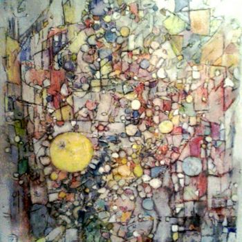 Malerei mit dem Titel "Die glückliche Stadt" von Barbaram, Original-Kunstwerk, Acryl