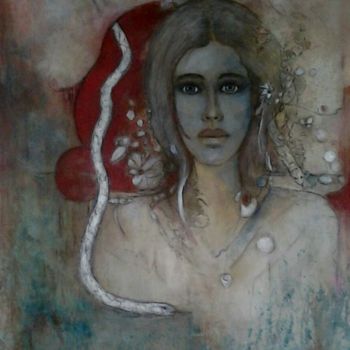 Painting titled "Airis mit Schlange" by Barbaram, Original Artwork, Acrylic