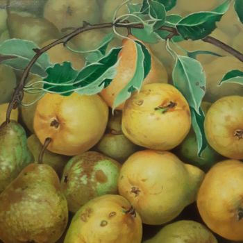 Painting titled "Poires" by Primavera Renard, Original Artwork, Oil