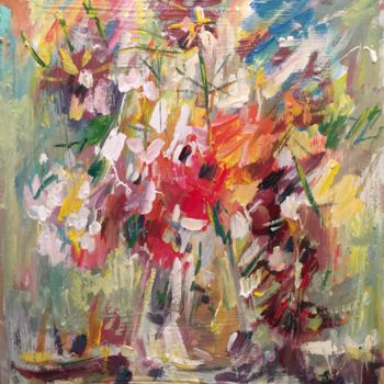 Peinture intitulée "vaso di fiori" par Primo Canepari, Œuvre d'art originale, Acrylique
