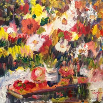Malerei mit dem Titel "fiori" von Primo Canepari, Original-Kunstwerk, Öl