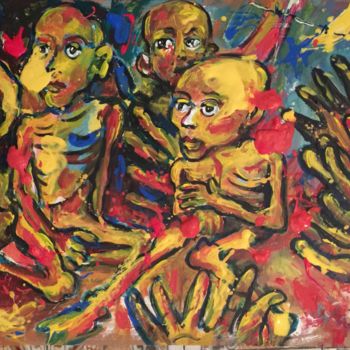 Pittura intitolato "La fame" da Primo Canepari, Opera d'arte originale, Acrilico