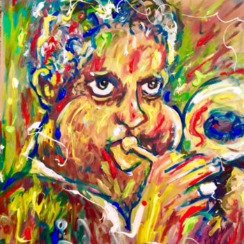 Painting titled "Louis Armstrong" by Primo Canepari, Original Artwork, Acrylic
