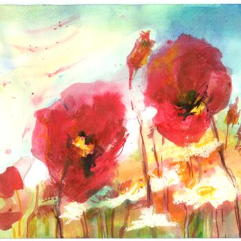 「the smell of daisies」というタイトルの絵画 Primusによって, オリジナルのアートワーク, 水彩画