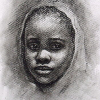 Drawing titled "portrait" by Prince Muana, Original Artwork, Charcoal