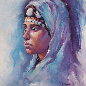 Peinture intitulée "Beauté berbere" par Prince Muana, Œuvre d'art originale, Aquarelle