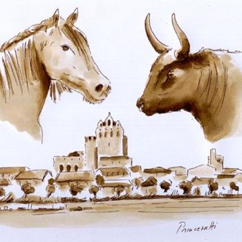 「CAMARGUE SAINTES MA…」というタイトルの絵画 Princerrettiによって, オリジナルのアートワーク