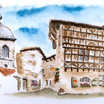 Painting titled "Lyon, Pérouges : Ho…" by Princerretti, Original Artwork