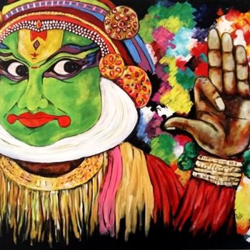 Malerei mit dem Titel "Kathakali Dancer" von Prinkle Mehta, Original-Kunstwerk, Acryl