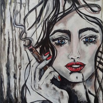 Картина под названием "Smokin Hot" - Prinkle Mehta, Подлинное произведение искусства, Акрил