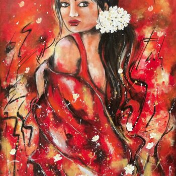 Painting titled "Fiery Jasmine" by Prinkle Mehta, Original Artwork, Acrylic