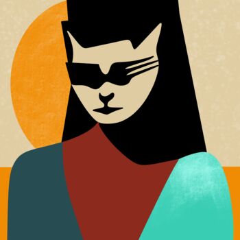 数字艺术 标题为“Abstract Cat No.2” 由Deniz Sipahi, 原创艺术品, 数字油画