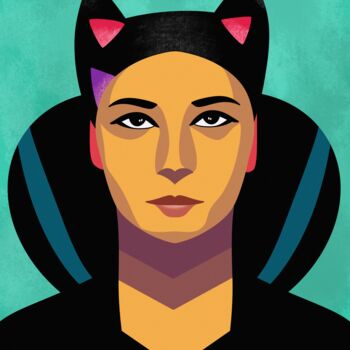 数字艺术 标题为“Catwoman” 由Deniz Sipahi, 原创艺术品, 数字油画