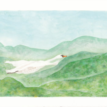 제목이 "Vol d'une colline à…"인 미술작품 Priscilla Moore로, 원작, 안료 목재 패널에 장착됨